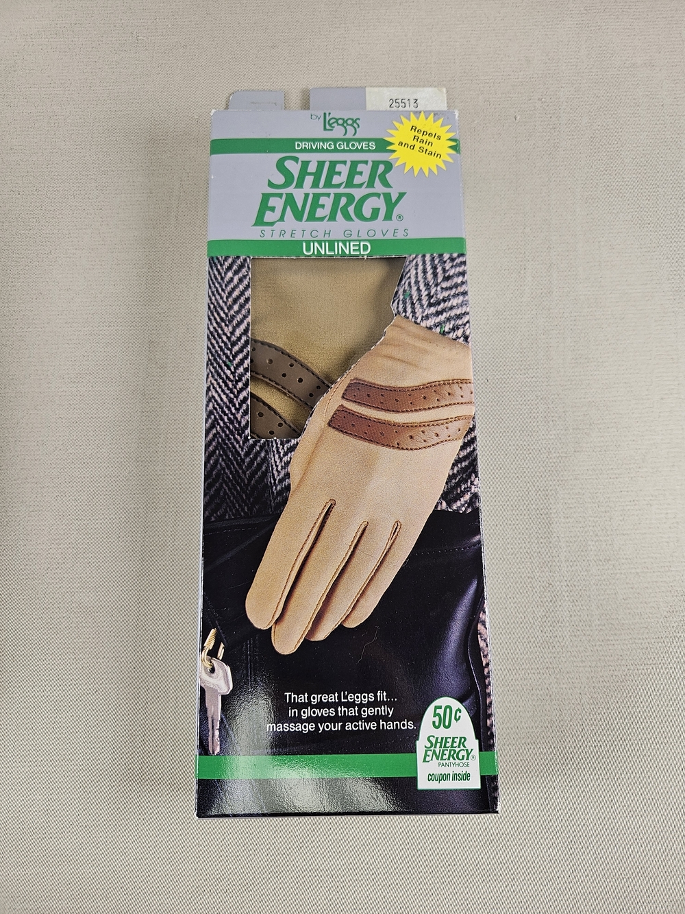 Vintage Sheer Energy Unlined Stretch Driving Gloves - Tan New In Box